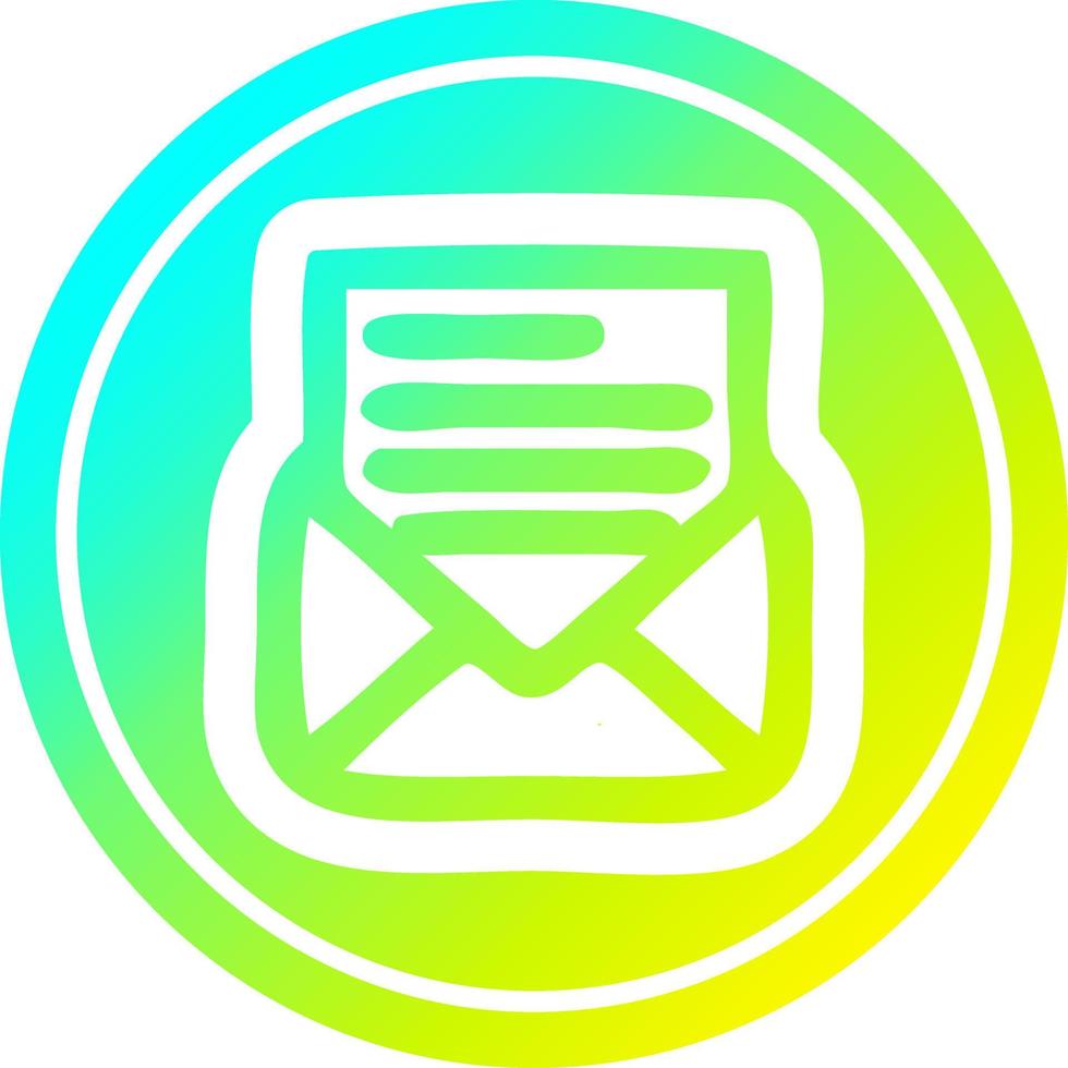 envelope letter circular in cold gradient spectrum vector