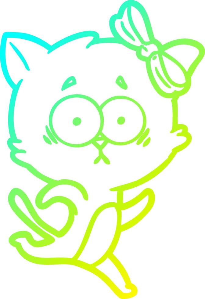 cold gradient line drawing cartoon cat vector