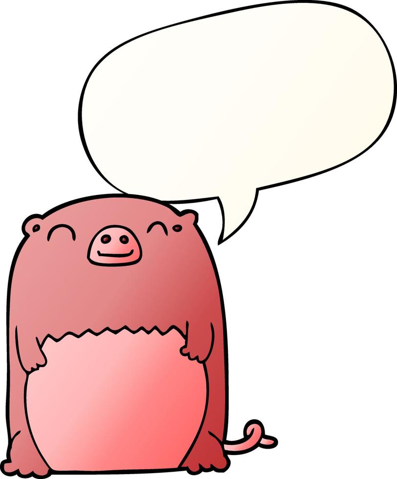 cartoon creature and speech bubble in smooth gradient style vector