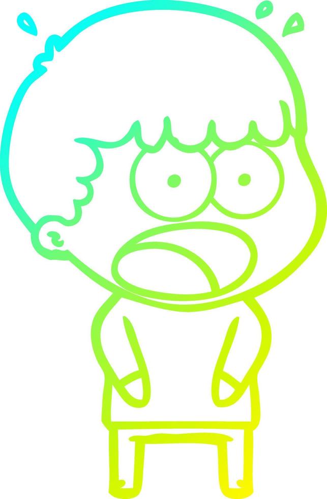 cold gradient line drawing cartoon shocked man vector