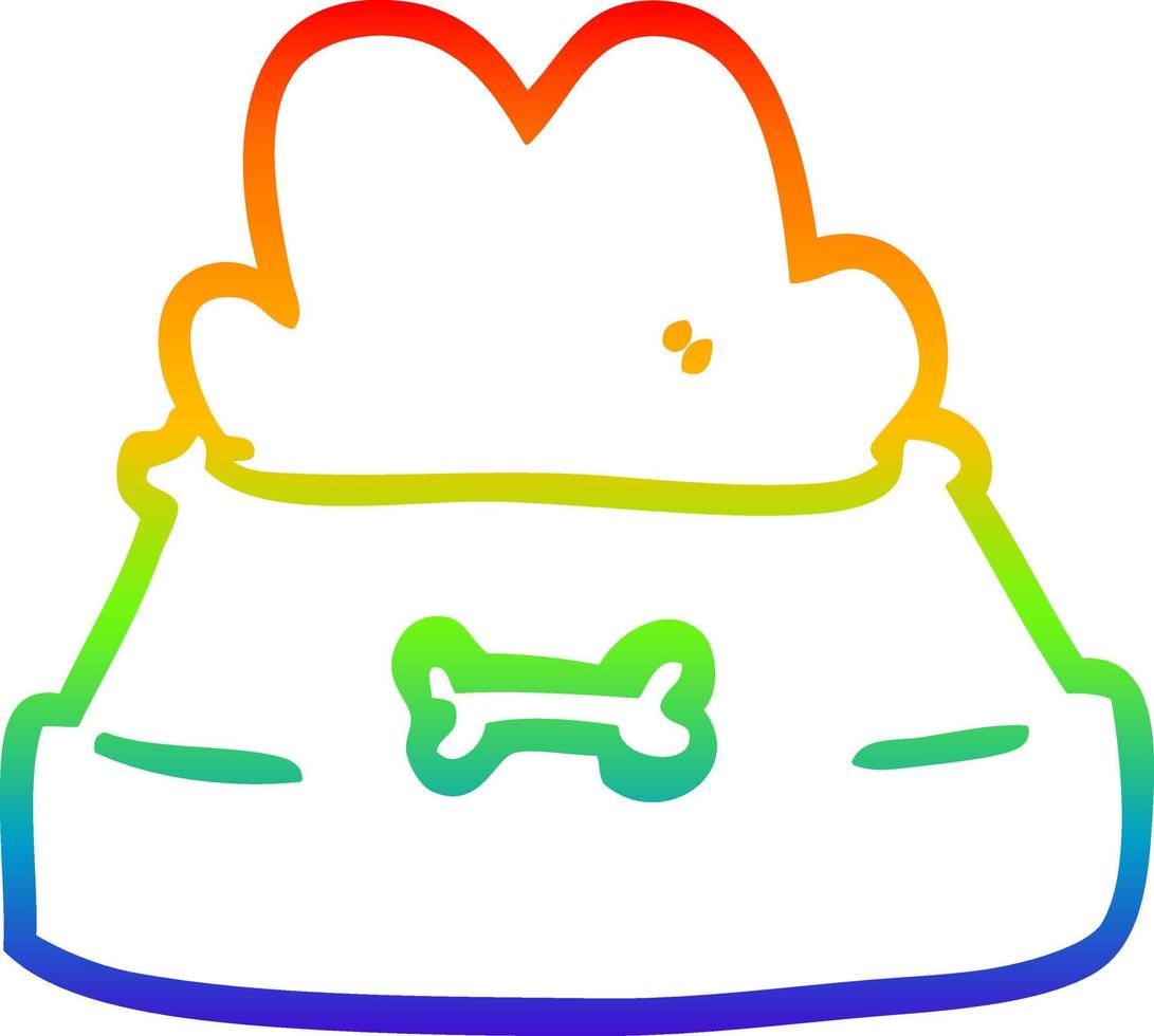 rainbow gradient line drawing cartoon pet bowl vector