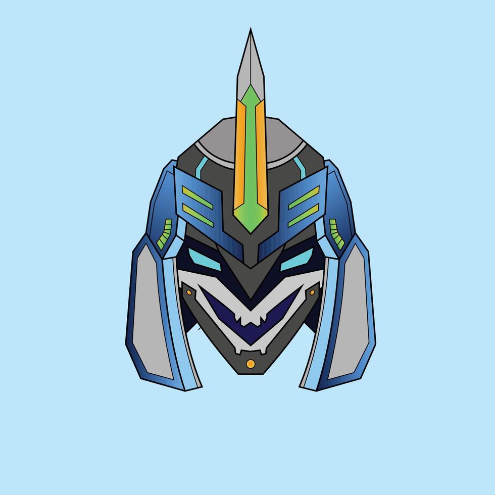 warrior cyborg head robot knight in the sacred geometry ornaments background, Perfect for T-Shirt Design, Sticker, Poster, Merchandise and E-sport logo vector
