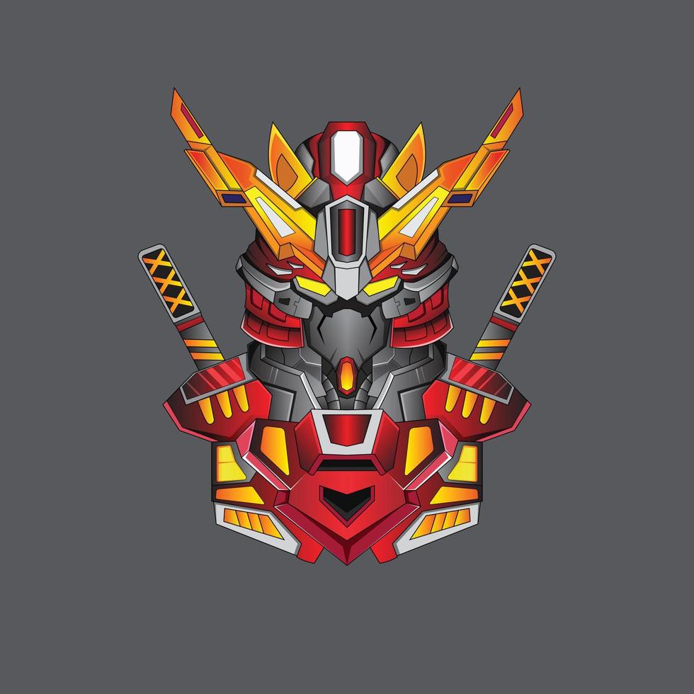 warrior cyborg head robot knight in the sacred geometry ornaments background, Perfect for T-Shirt Design, Sticker, Poster, Merchandise and E-sport logo vector