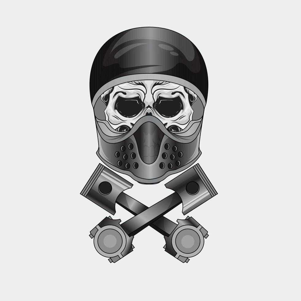 Tattoos design Black and white illustration warrior skull with vector