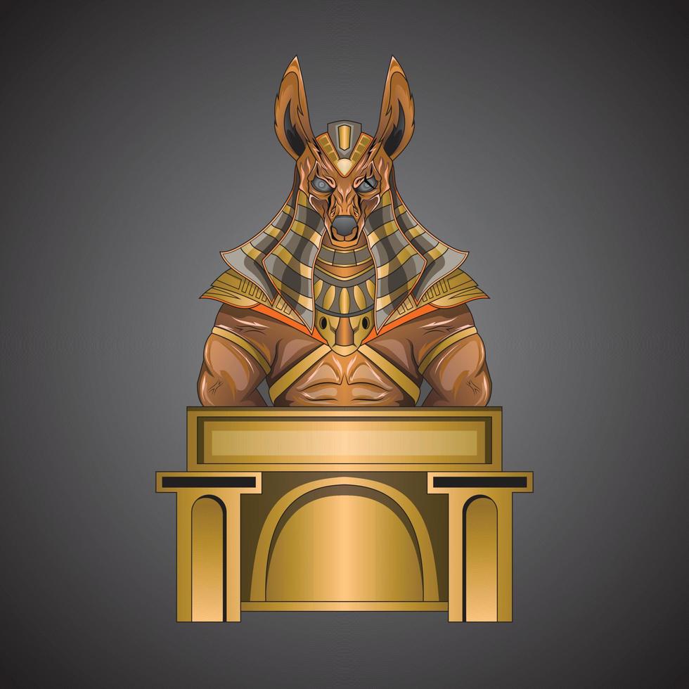 dios egipcio anubis. perro dorado mitología egipcia tecnología moderna acero para ropa y diseño con capucha vector