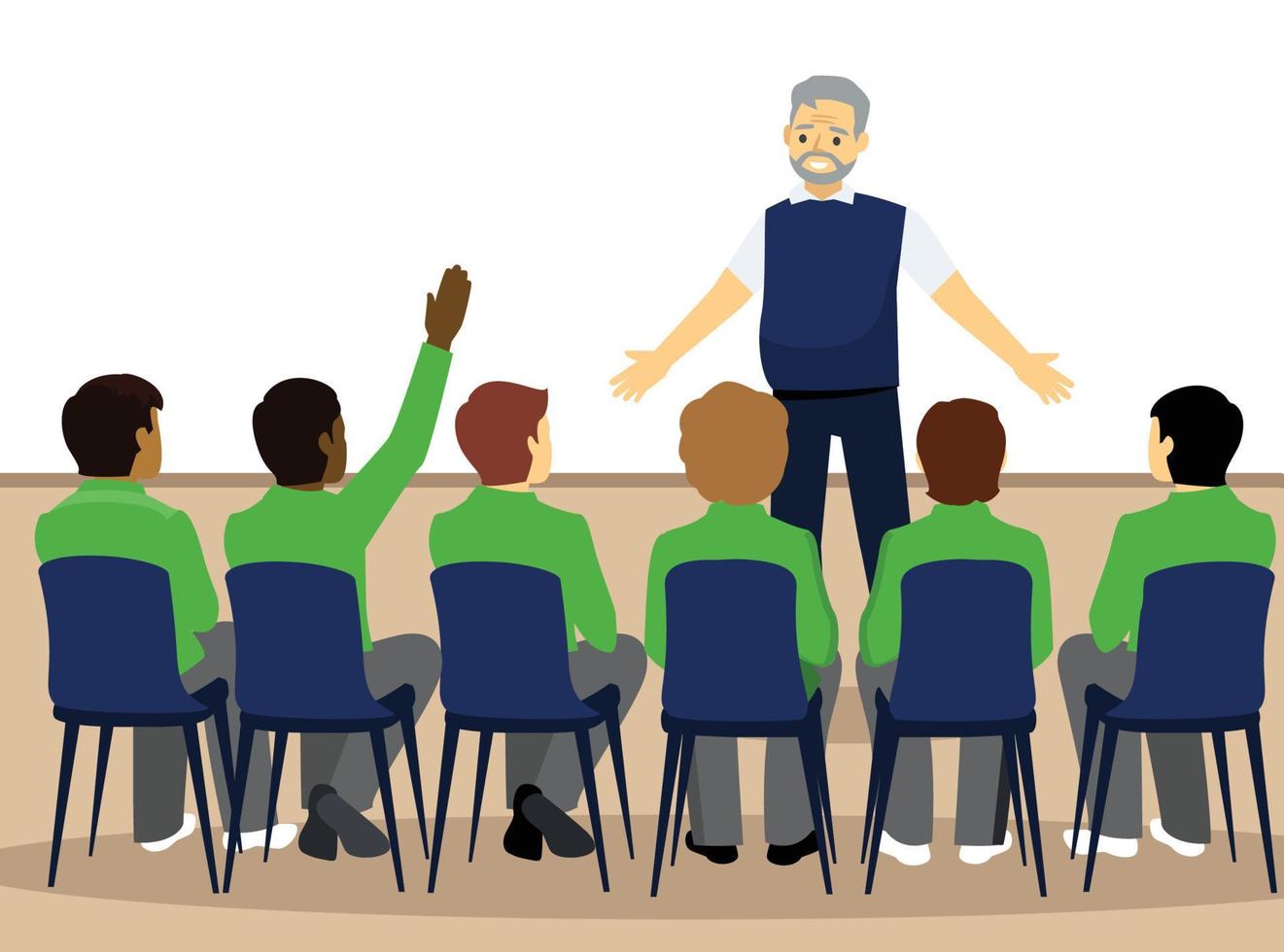 sport coach giving speech to his athletes flat vector illustration isolated on white background
