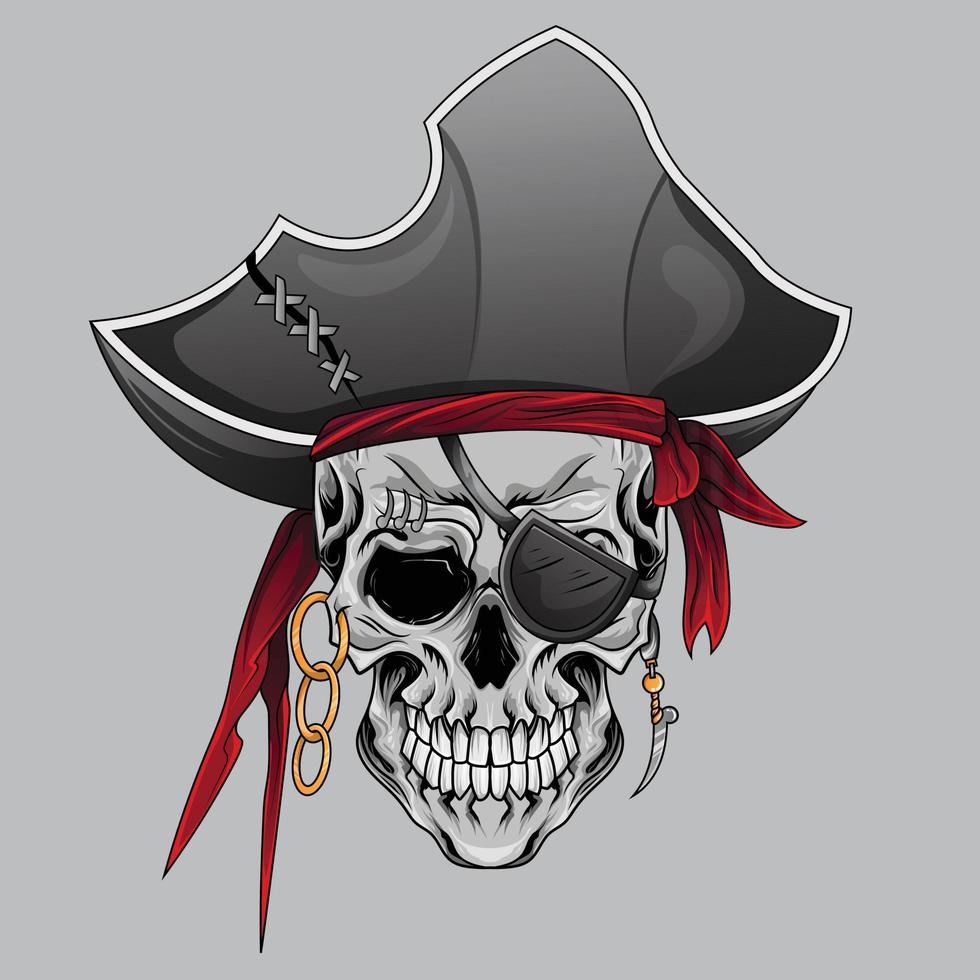 Jolly Captain Pirates dead Skull Design element for poster, card, banner, t shirt, emblem, sign. vector