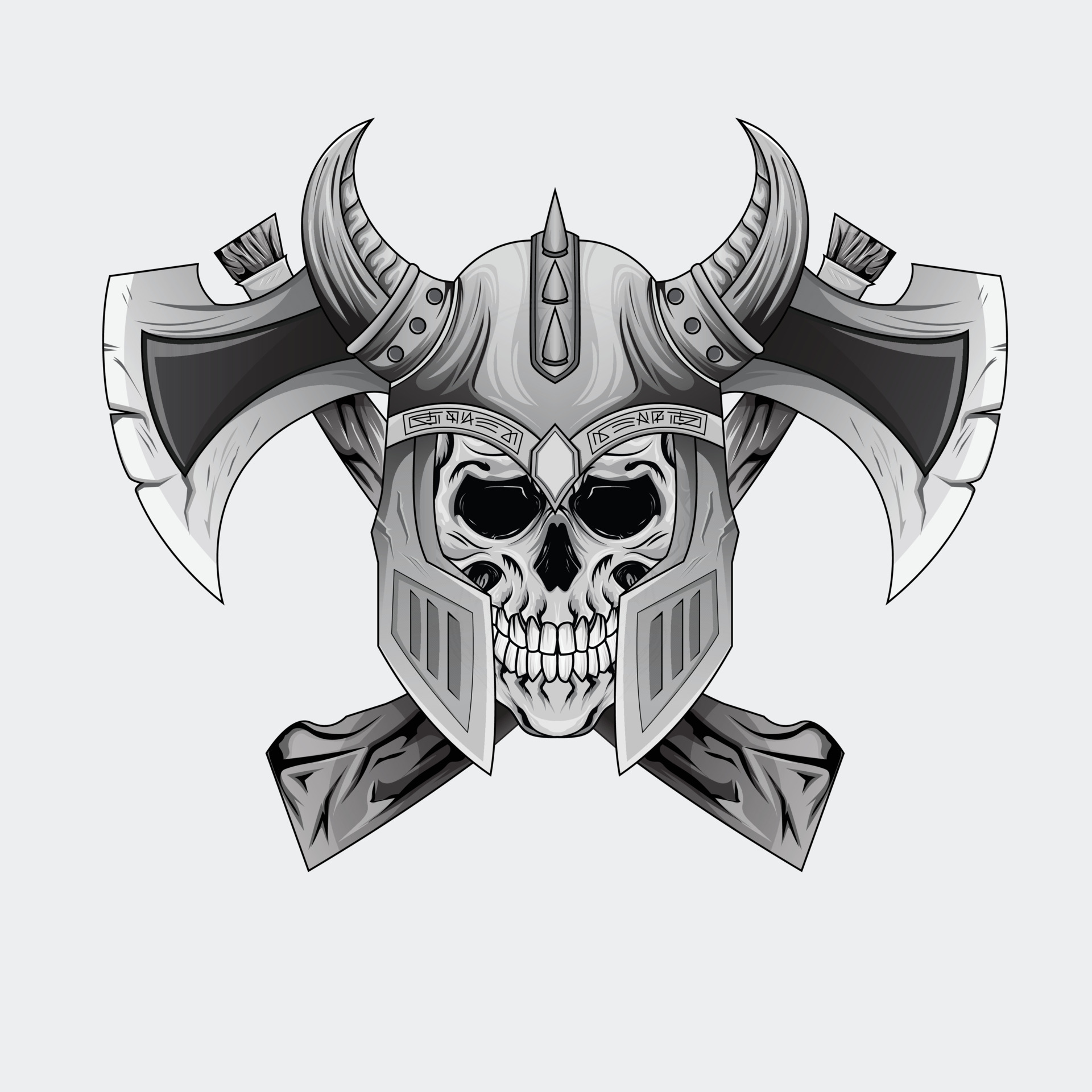 Premium Vector  Warrior skull, t shirt , hand drawn line style