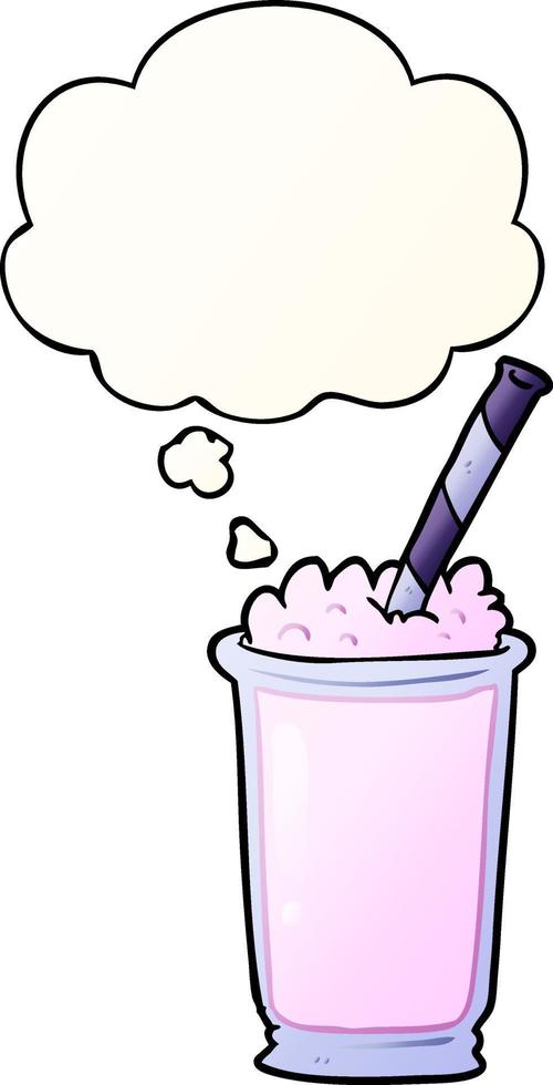 cartoon milkshake and thought bubble in smooth gradient style vector