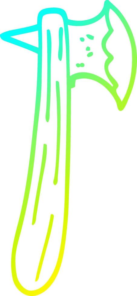 cold gradient line drawing cartoon axe vector