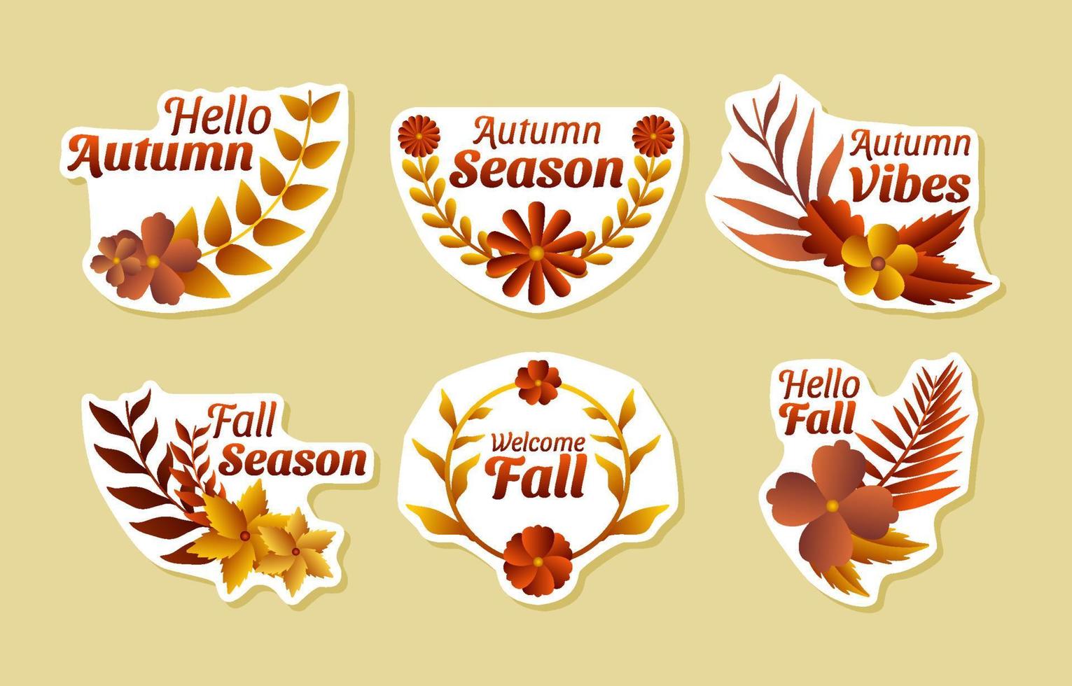 Set of Fall Floral Sticker Pack vector