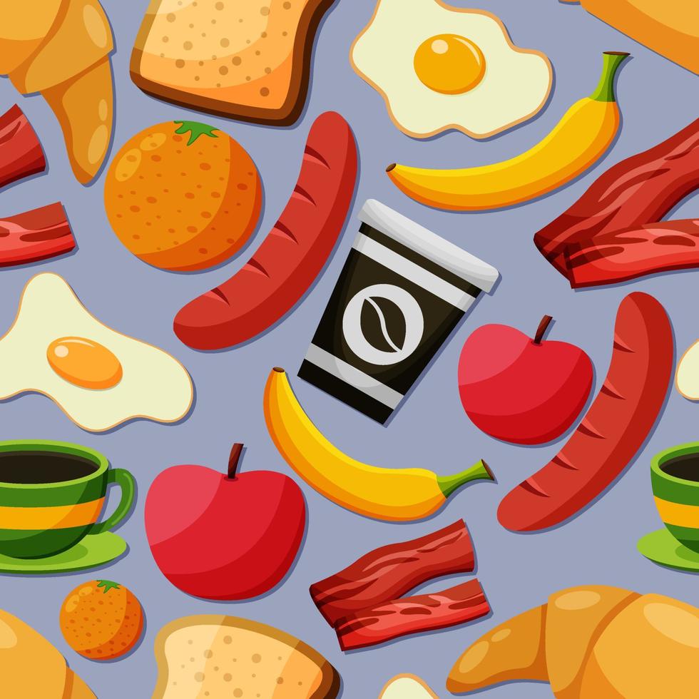 Breakfast Food Seamless Background vector