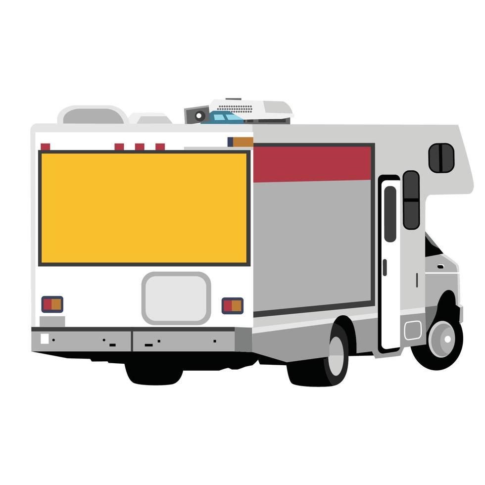 vector image on a white background, white motorhome back view