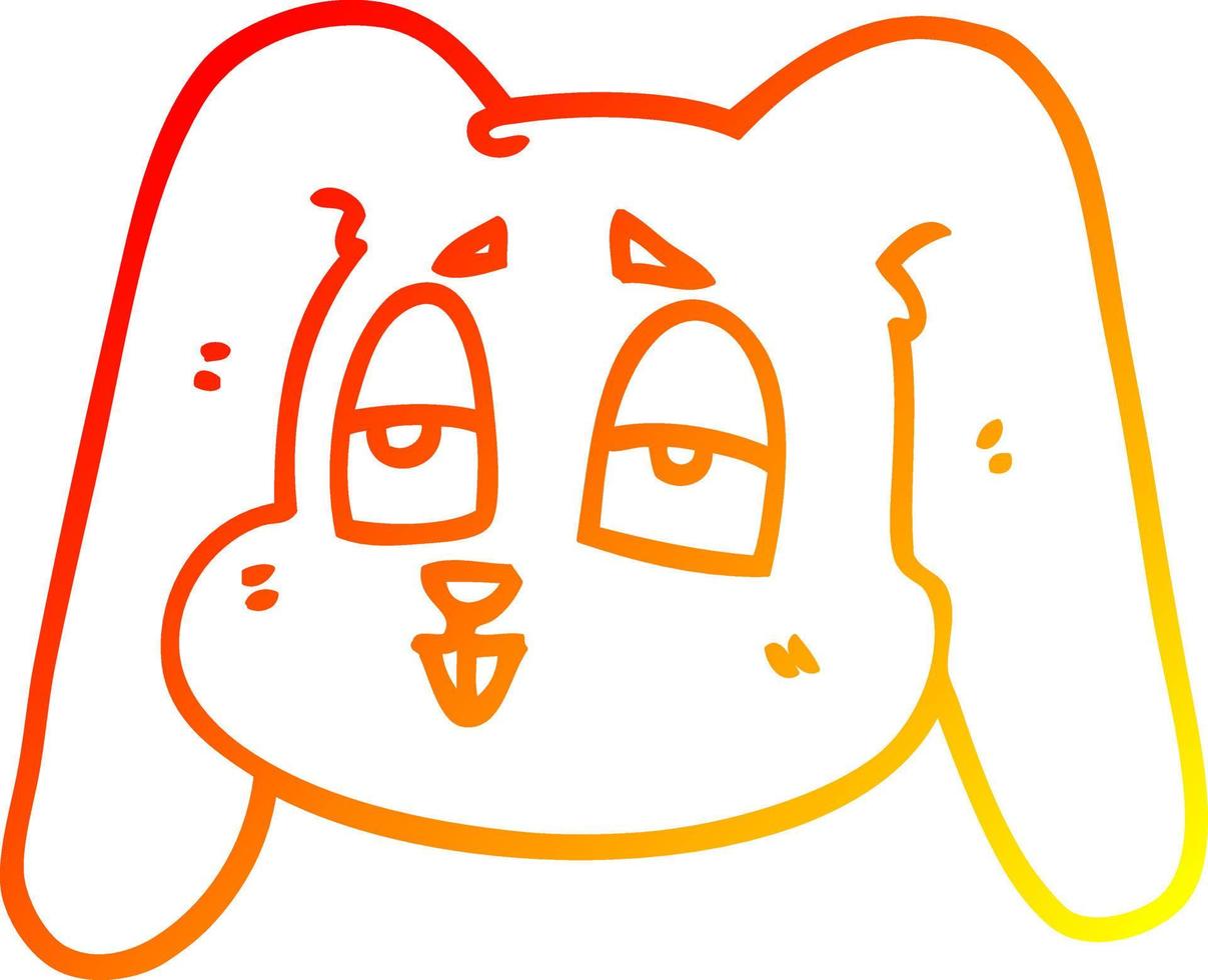 warm gradient line drawing cartoon bunny rabbit vector