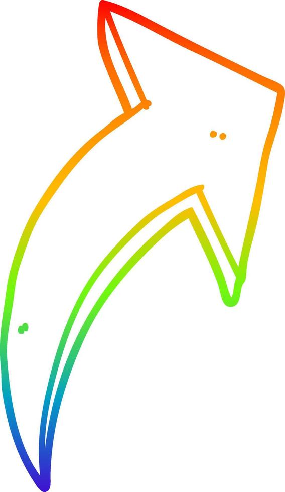 rainbow gradient line drawing cartoon pointing arrow vector