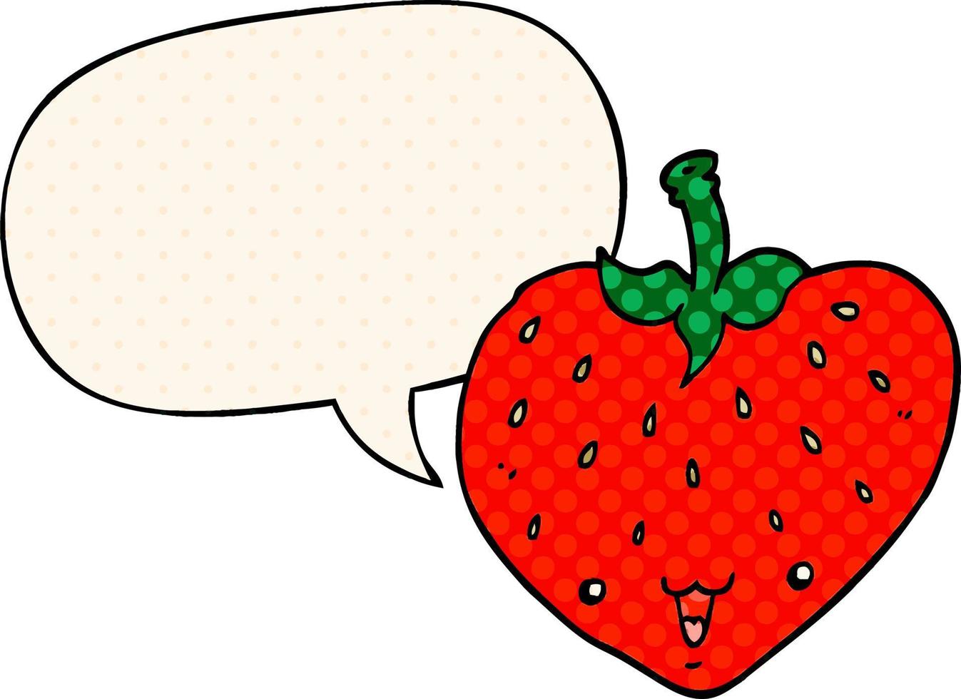 cartoon strawberry and speech bubble in comic book style vector
