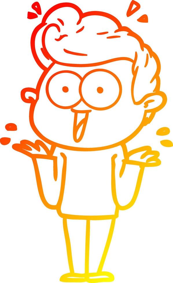 warm gradient line drawing cartoon man shrugging vector
