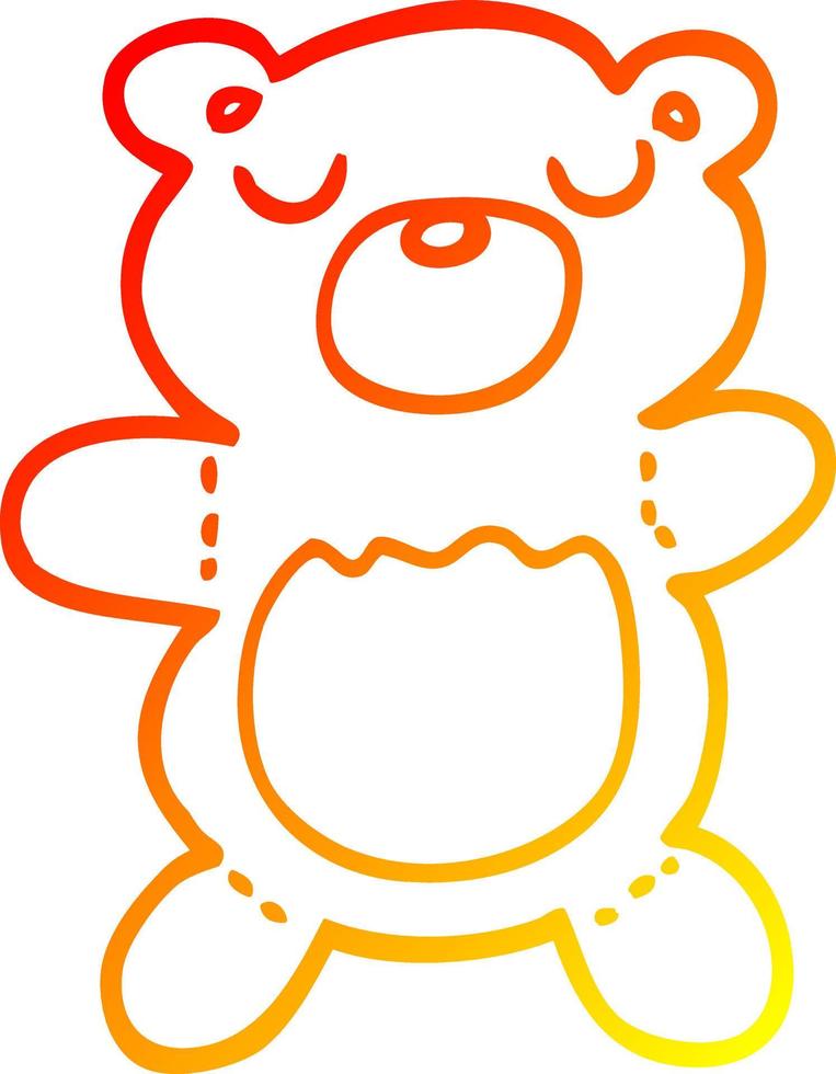 warm gradient line drawing cartoon teddy bear vector
