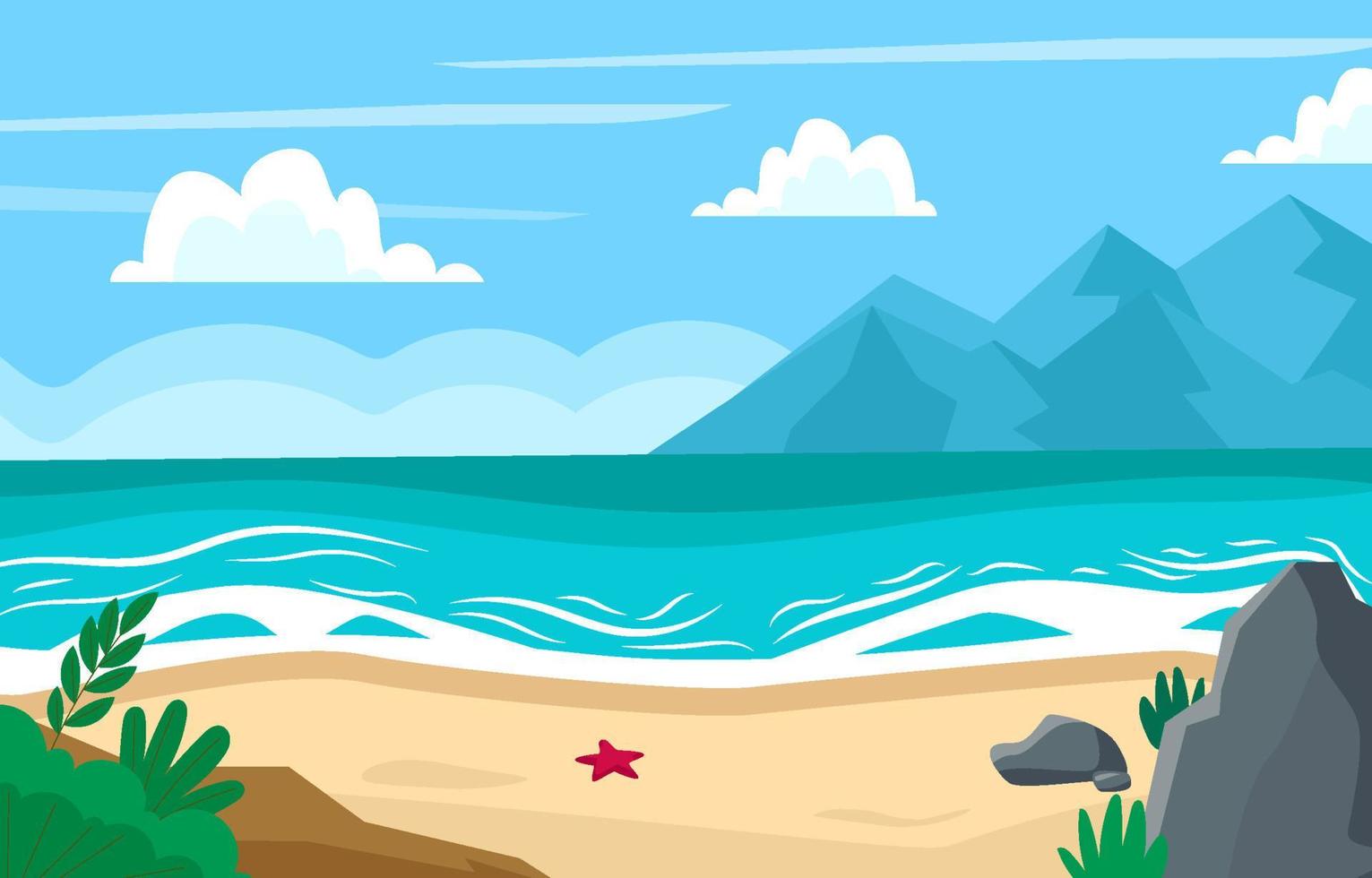 fondo de playa de verano de diseño plano vector