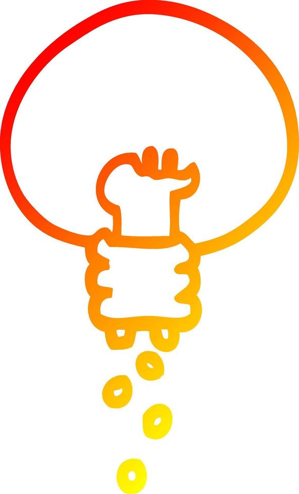 warm gradient line drawing cartoon shining light bulb vector