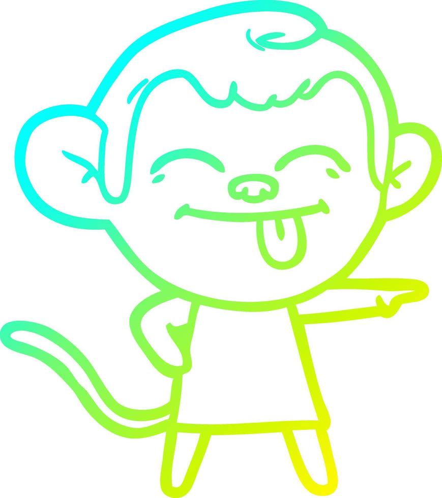 cold gradient line drawing funny cartoon monkey pointing vector
