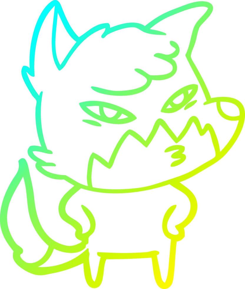 cold gradient line drawing clever cartoon fox vector