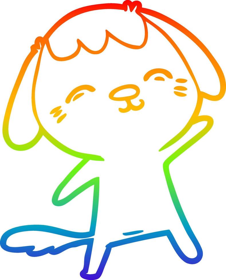 rainbow gradient line drawing happy cartoon dog vector