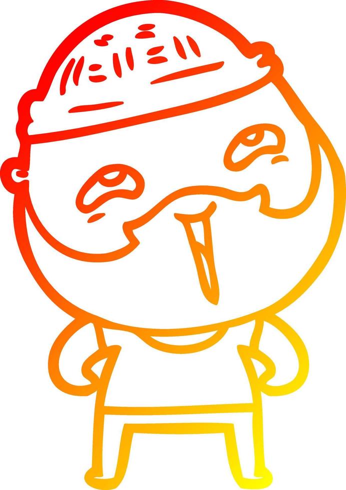 warm gradient line drawing cartoon happy bearded man vector