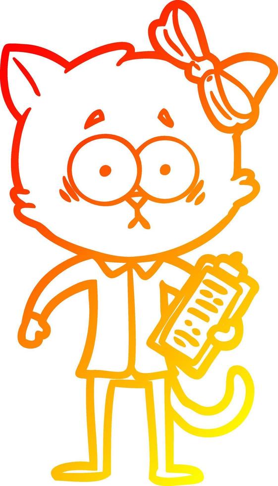 warm gradient line drawing cartoon cat vector