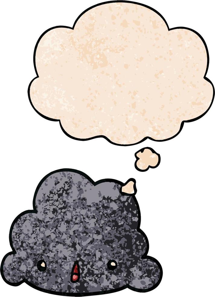 cartoon cloud and thought bubble in grunge texture pattern style vector