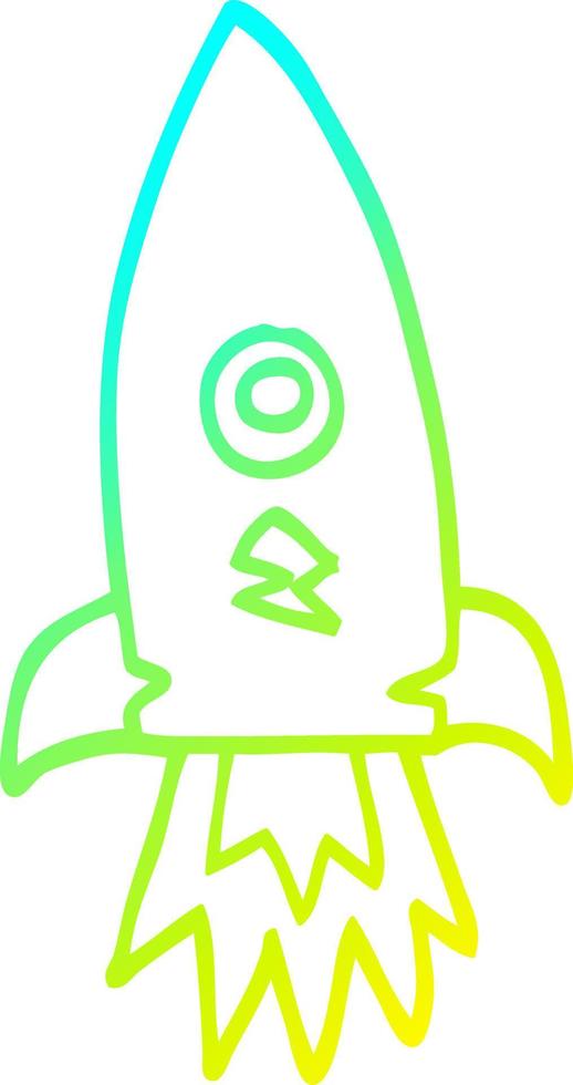 cold gradient line drawing cartoon space rocket vector