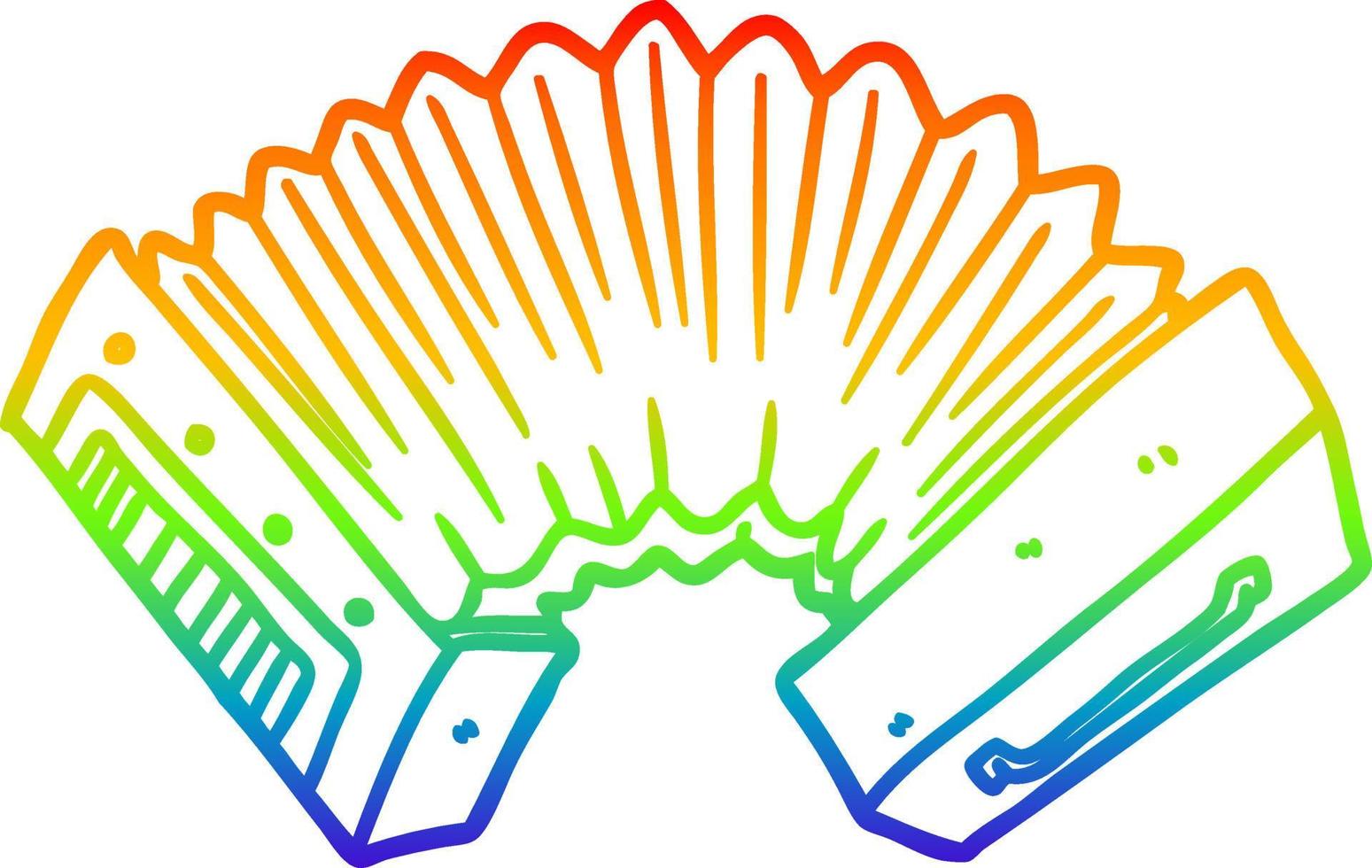 rainbow gradient line drawing cartoon accordion vector