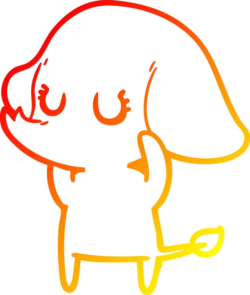 warm gradient line drawing cute cartoon elephant vector
