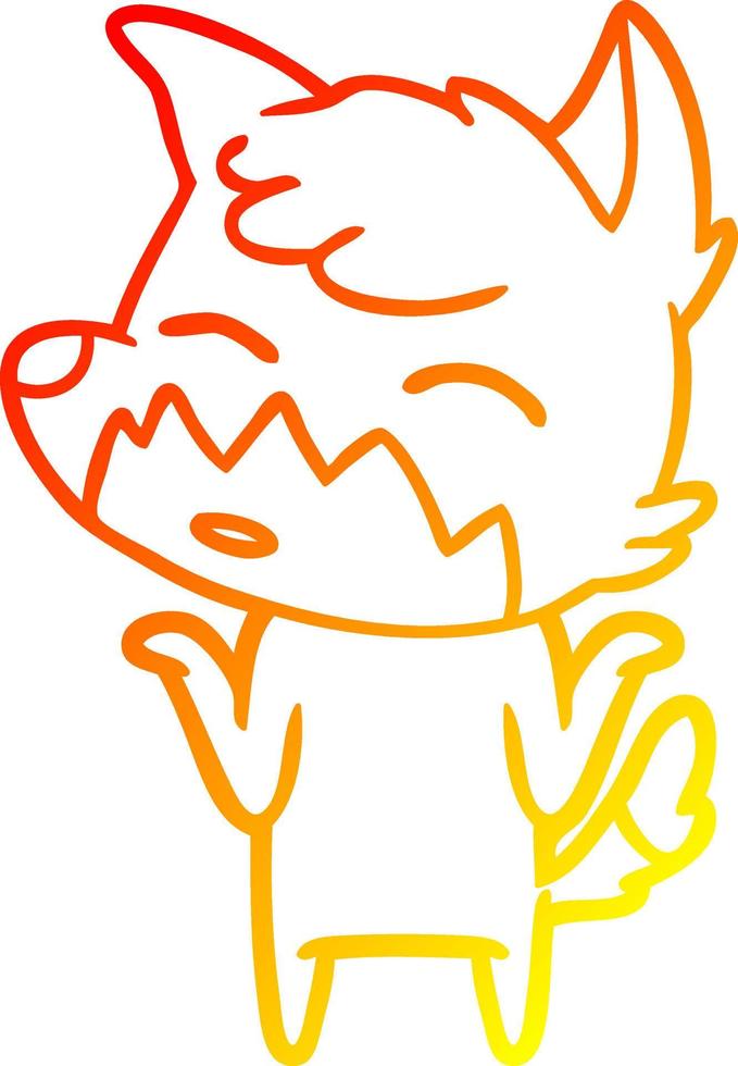 warm gradient line drawing cartoon fox vector