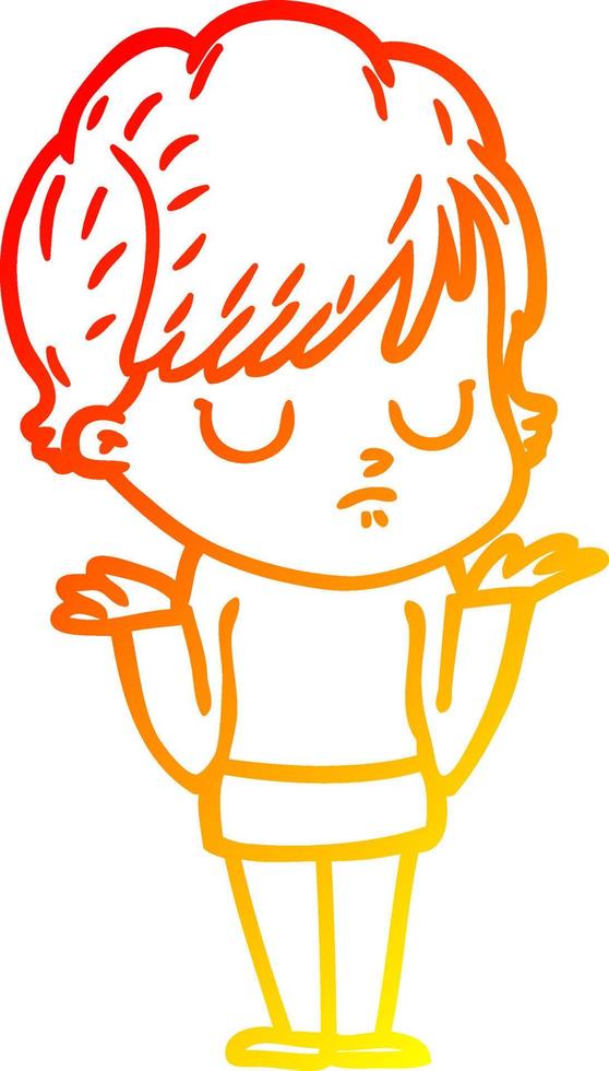 warm gradient line drawing cartoon woman vector
