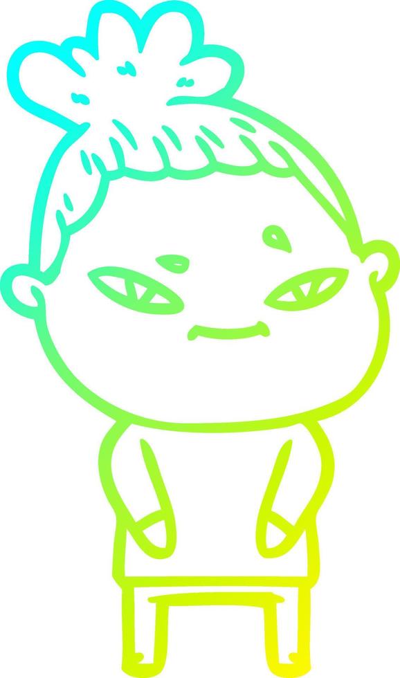 cold gradient line drawing cartoon woman vector