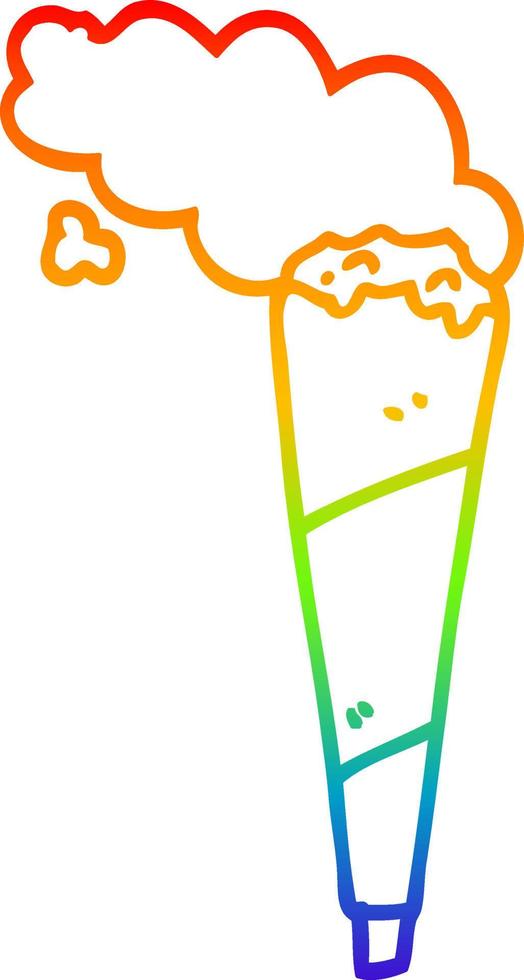 rainbow gradient line drawing cartoon smoking joint vector