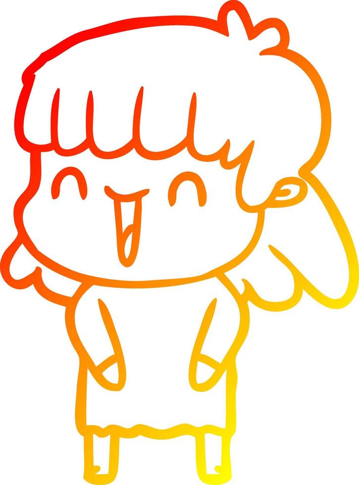 warm gradient line drawing cartoon woman vector