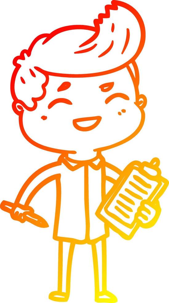 warm gradient line drawing cartoon laughing salesman vector