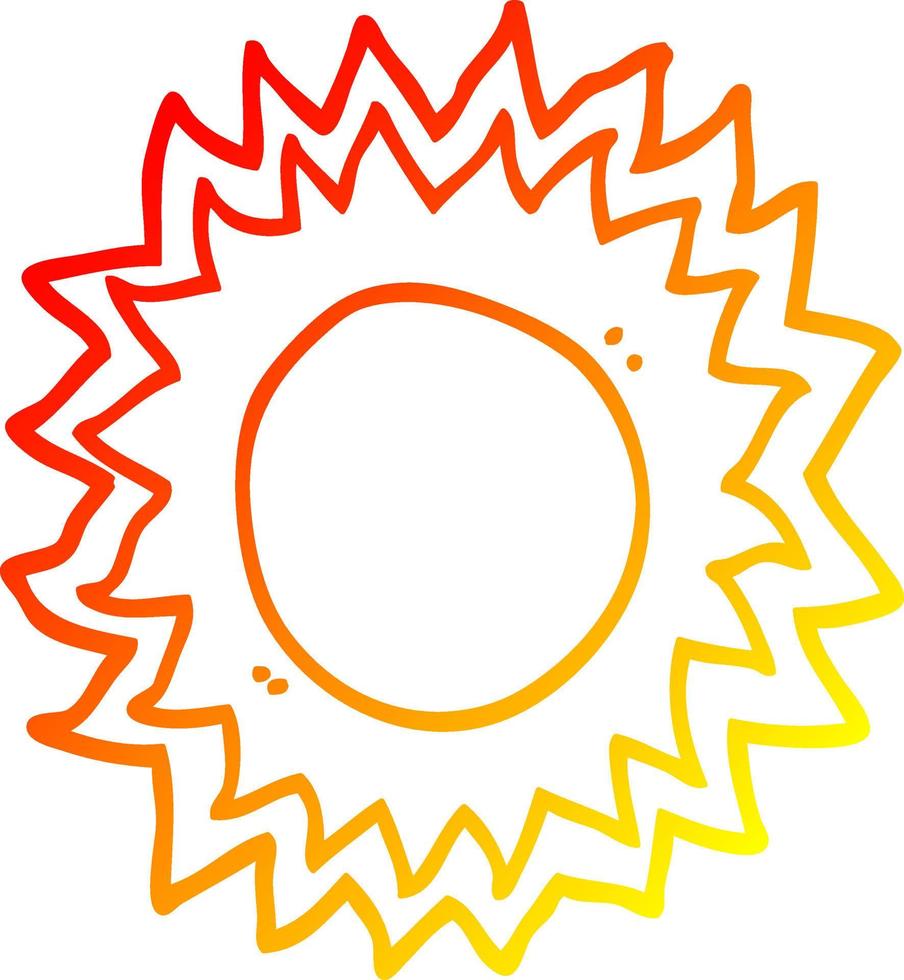 warm gradient line drawing cartoon sun vector