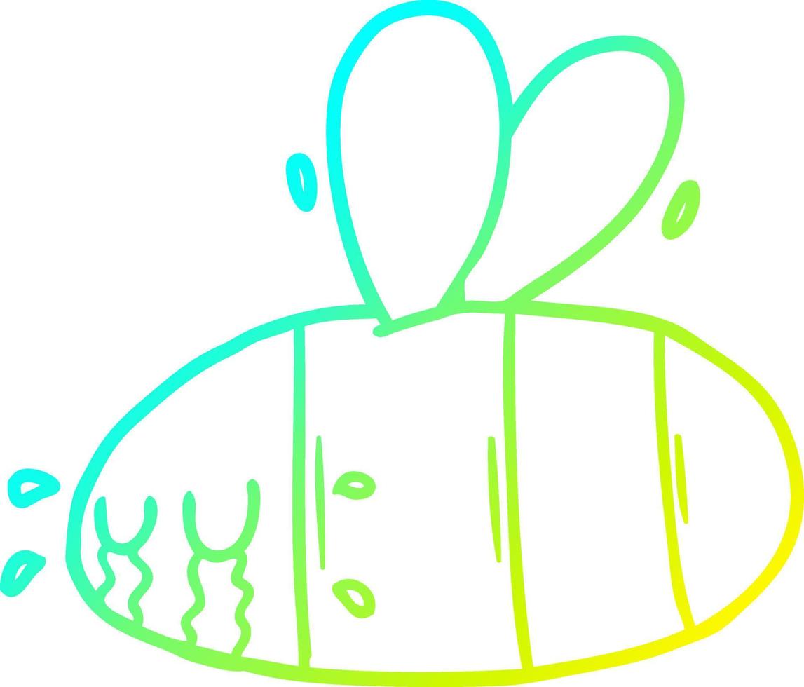 cold gradient line drawing cartoon crying bee vector