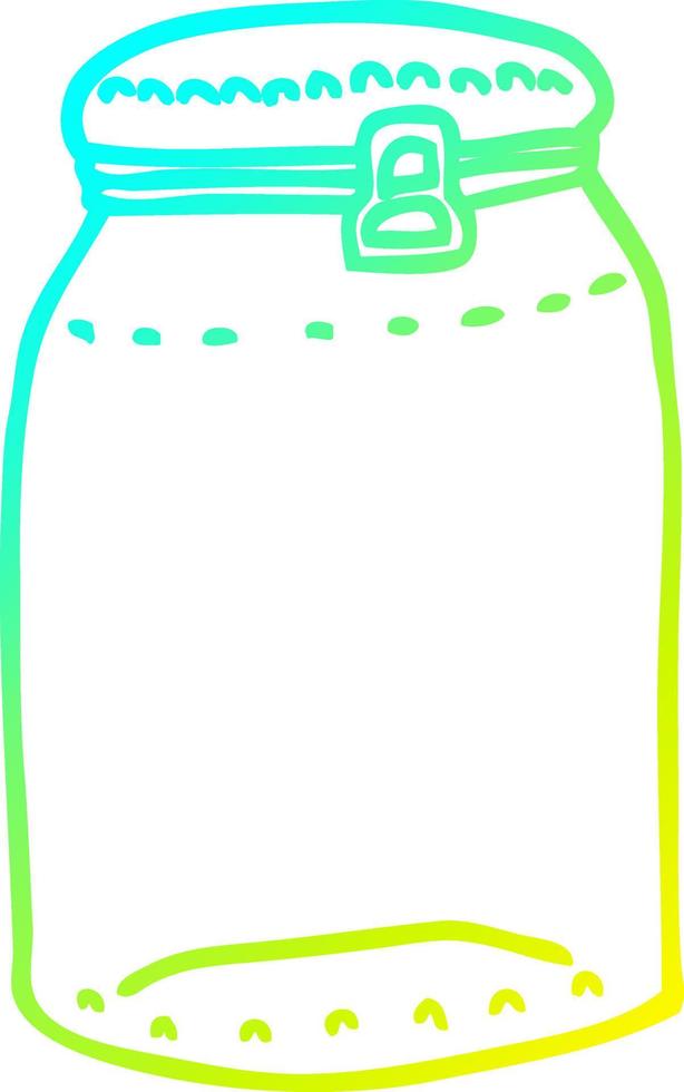cold gradient line drawing cartoon glass jar vector