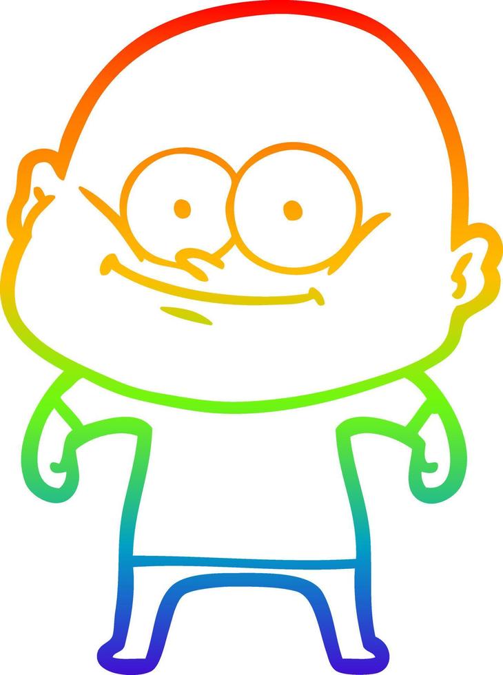 rainbow gradient line drawing cartoon bald man staring vector