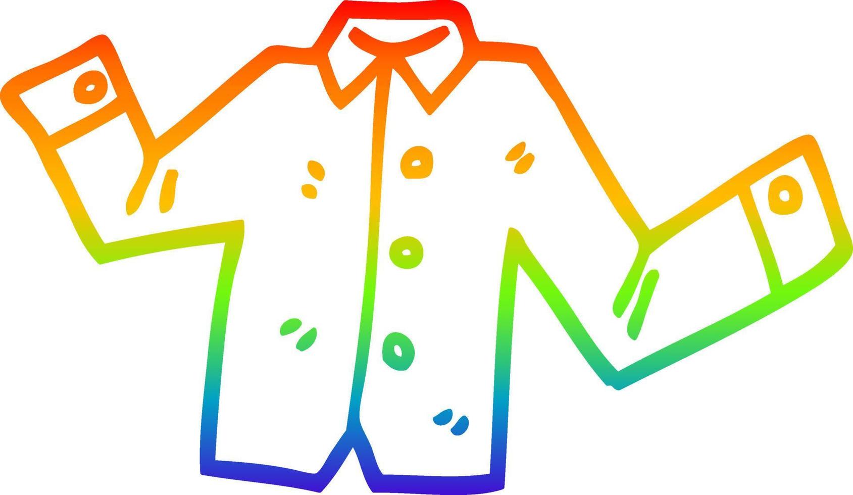 camisa casual de dibujos animados de dibujo de línea de degradado de arco iris vector