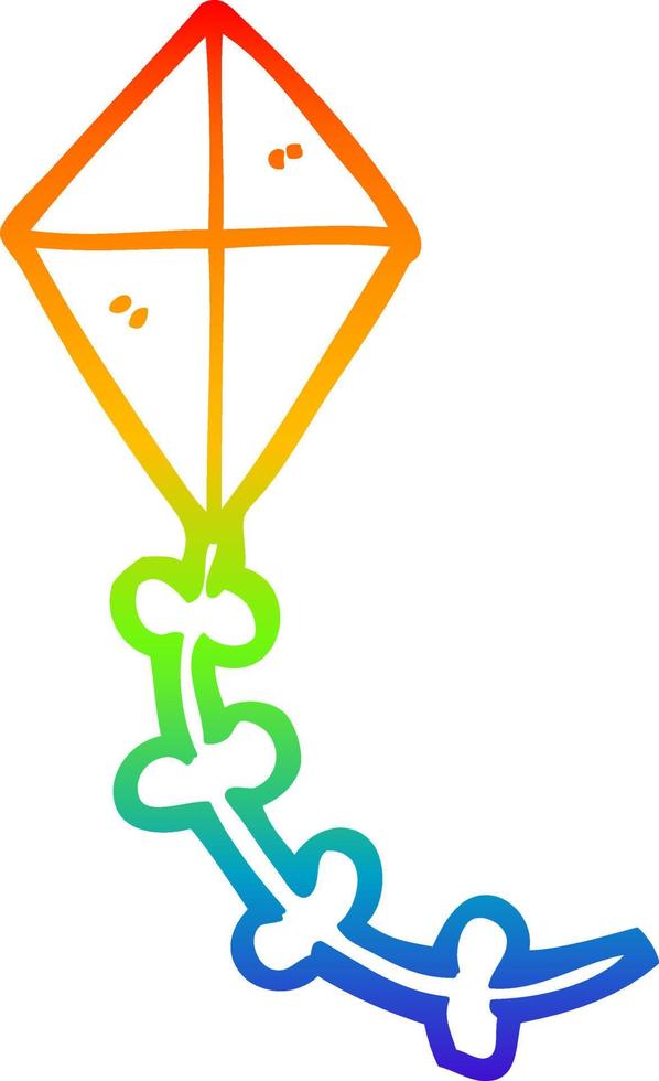 rainbow gradient line drawing cartoon kite vector