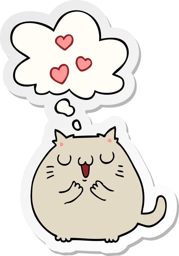 cute cartoon cat in love and thought bubble as a printed sticker vector