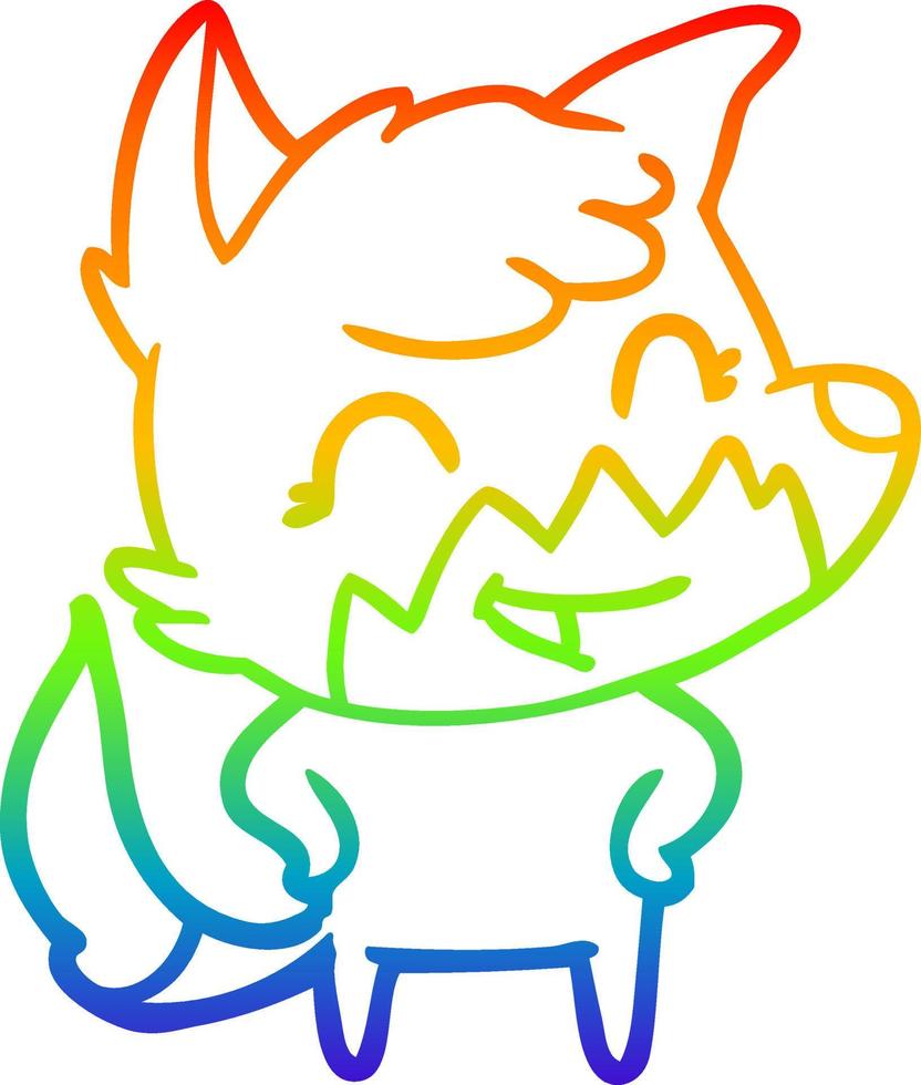 rainbow gradient line drawing happy cartoon fox vector