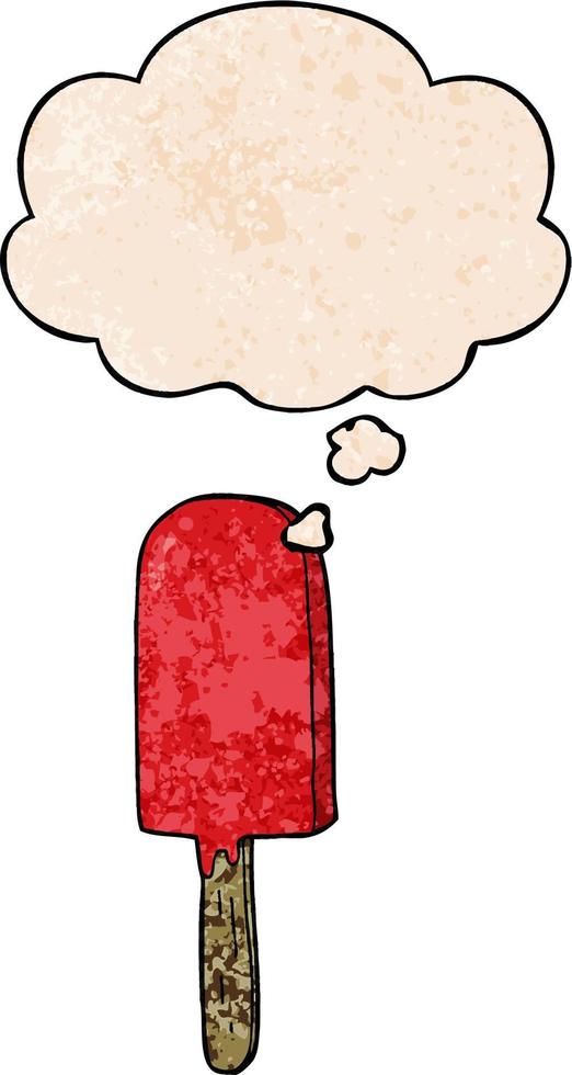 cartoon lollipop and thought bubble in grunge texture pattern style vector