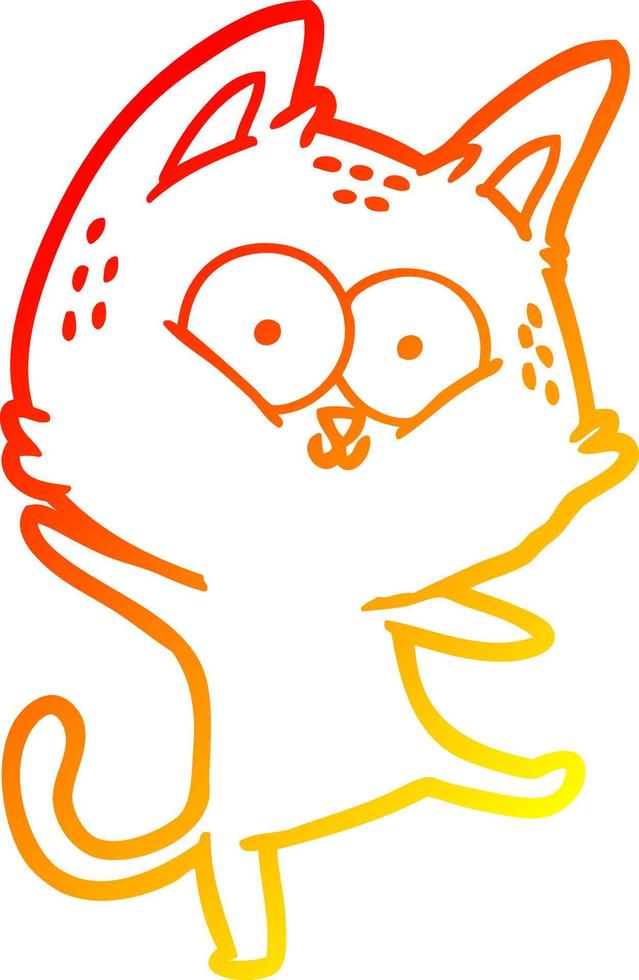 warm gradient line drawing cartoon cat dancing vector