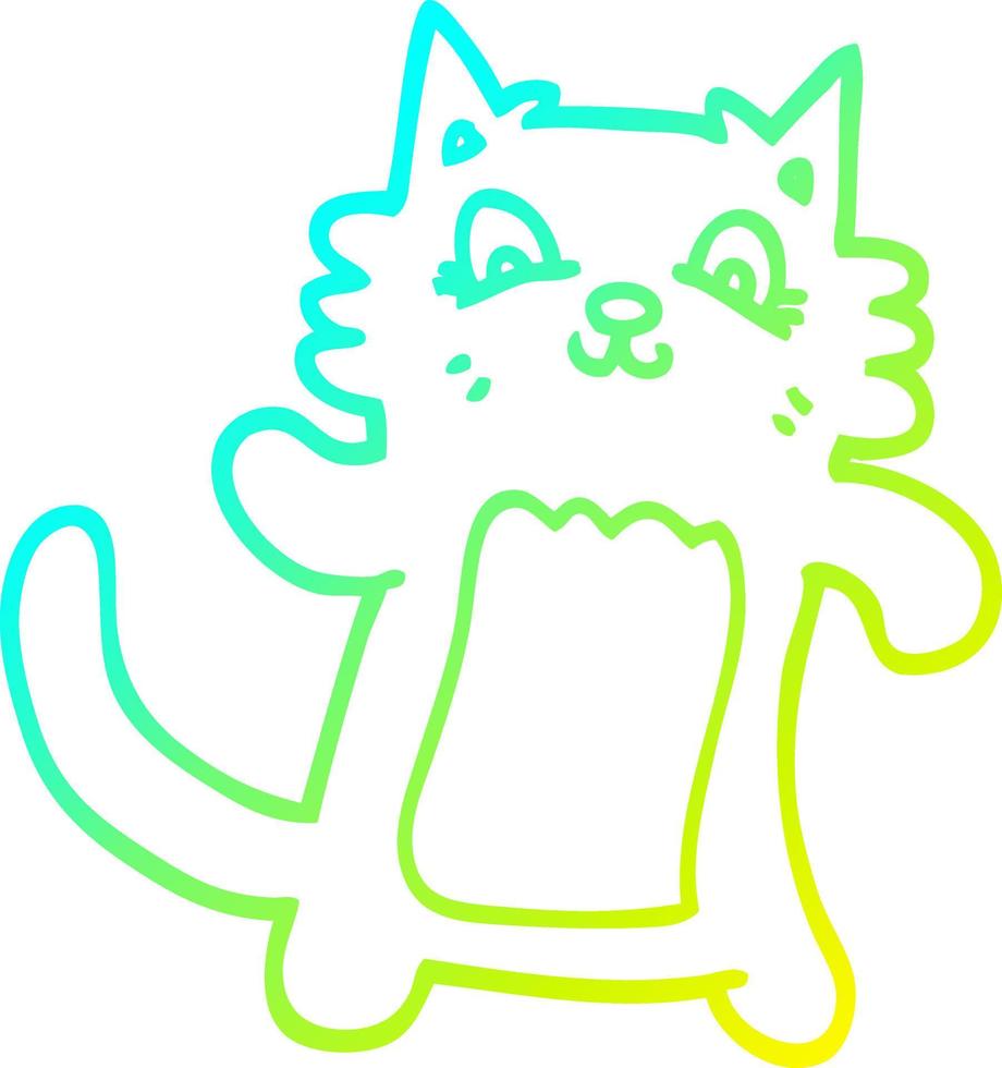 cold gradient line drawing cartoon dancing cat vector